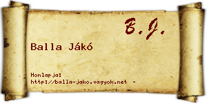Balla Jákó névjegykártya